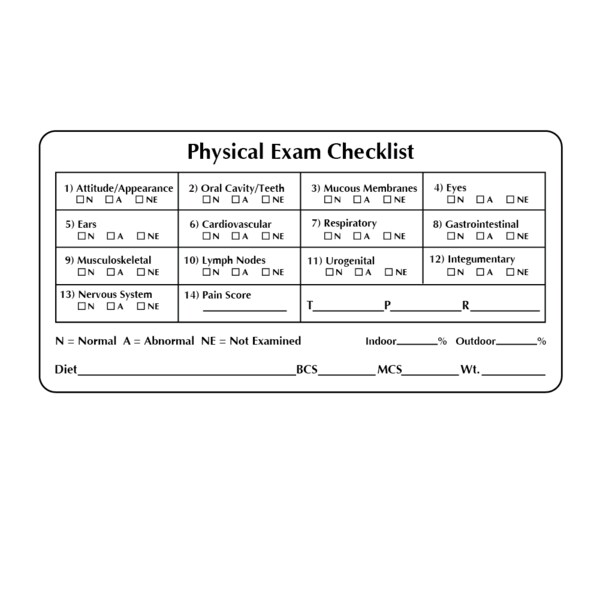 Label, Physical Exam Checklist 2" x 3" White w/Red